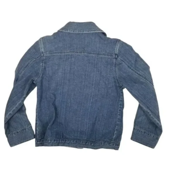 Lisa International Womens Small Denim Stretch Jacket Blue Jean Leopard Flip Cuff - Picture 5 of 12